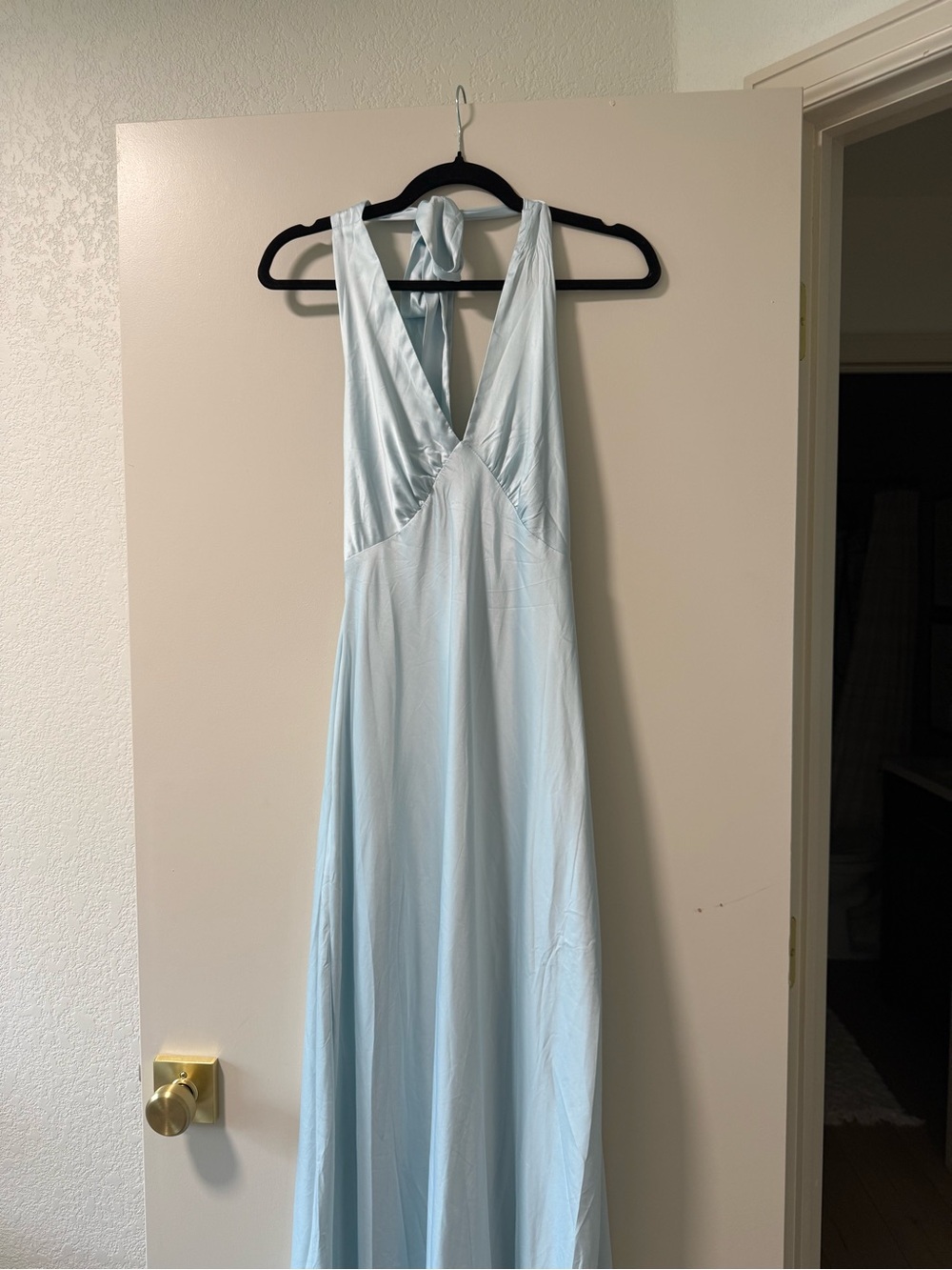 Peppermayo Ice Blue Satin Maxi Dress